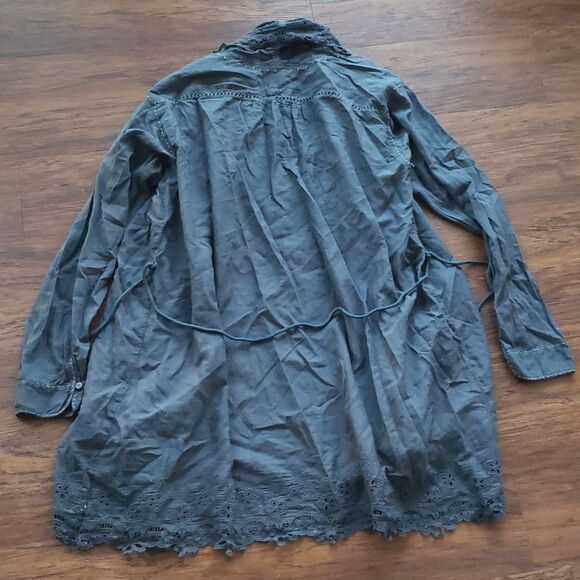 Johnny Was Blue Gray Floral Embroidered Boho Feminine Cotton Cardigan Size XS - Picture 6 of 6